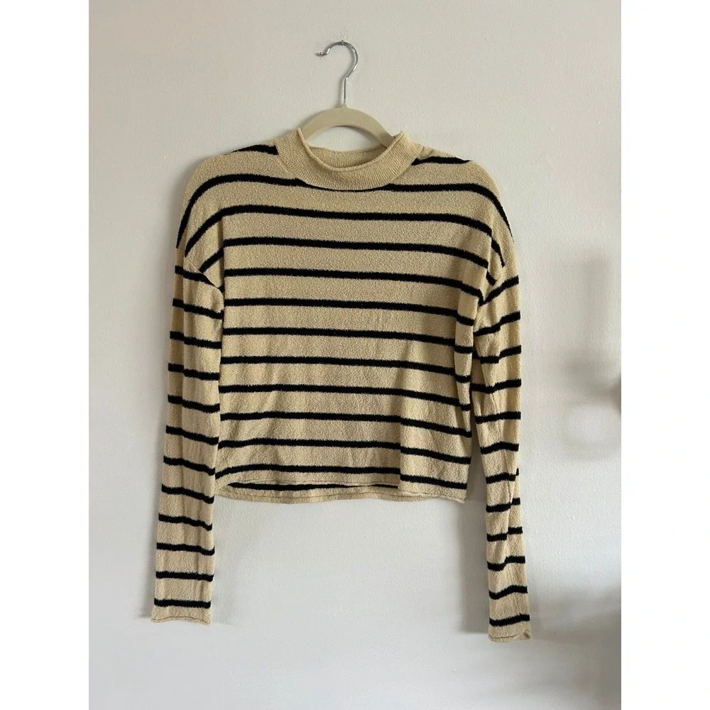 J.Crew Mock‎ Neck Striped Long Sleeve Knit Sweater Top Women's